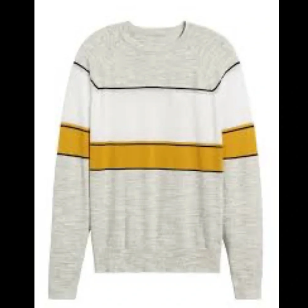 Banana Republic | Men’s Gray and Yellow Striped Sweater | size M | 100% cotton - Picture 1 of 5
